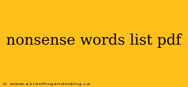 nonsense words list pdf